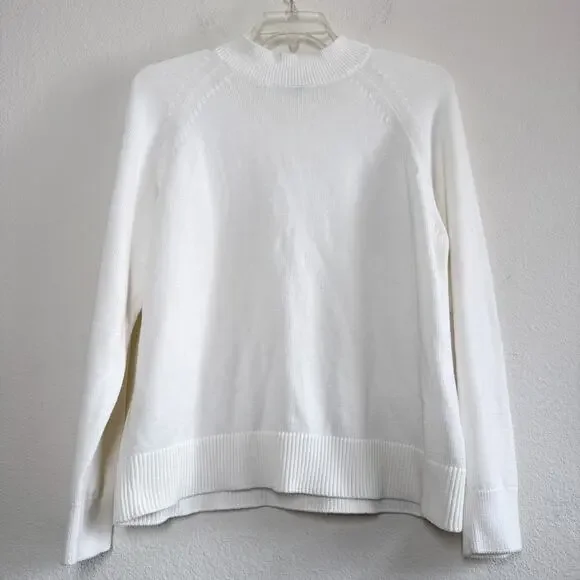 Quince 100% Organic Cotton Mockneck Sweater Ivory Size Large - Picture 3 of 8